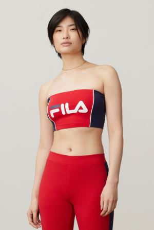 FILA Jorja Bandeau Top Shirts Red / White,Womens Clothing | CA.IWGBKV172